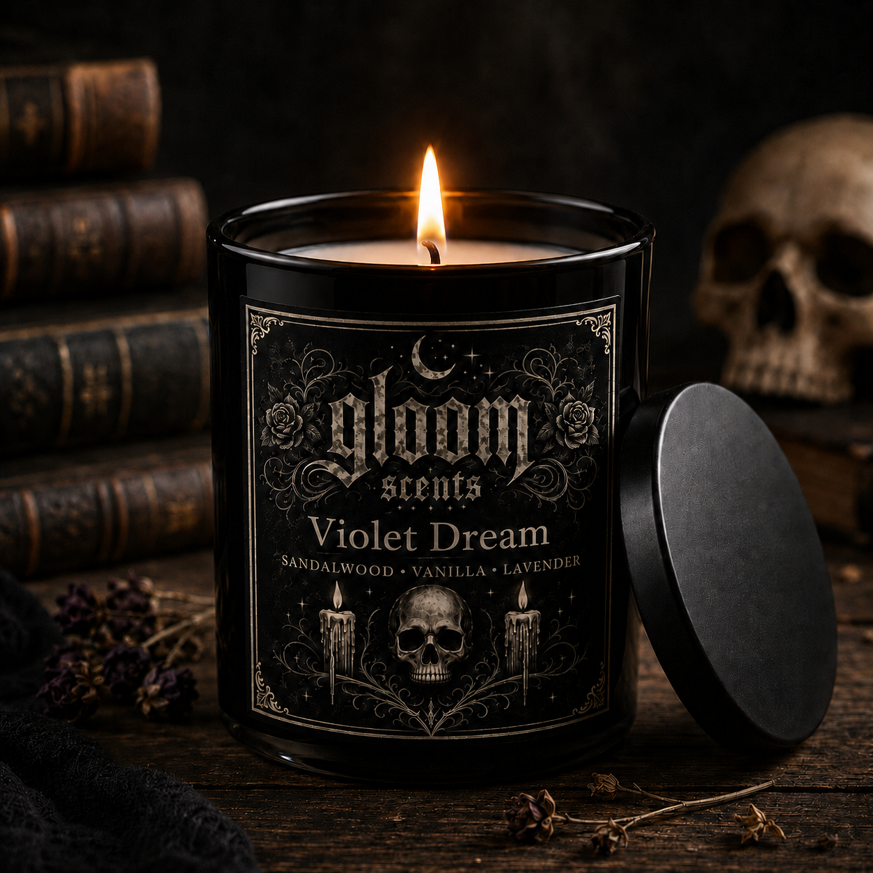Violet Dream candle by Gloom Scents — lavender, sandalwood and vanilla scent